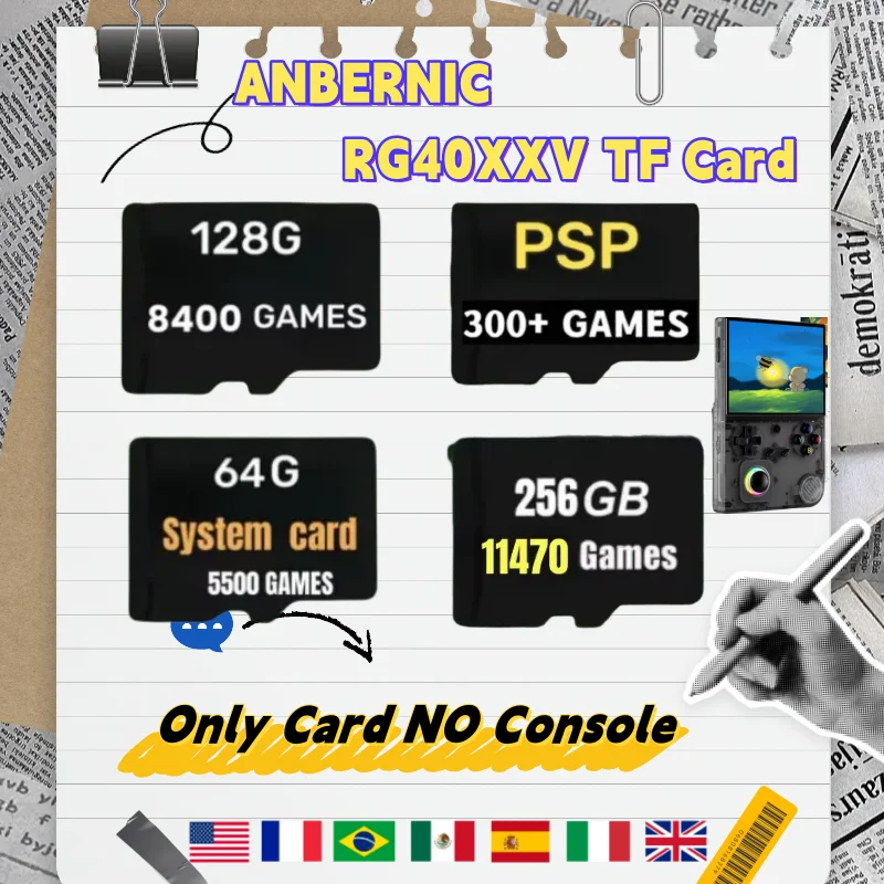 

TF Card for ANBERNIC RG40XXV Retro Handheld Game Console Support Output 5G WiFi Linux System PSP Game