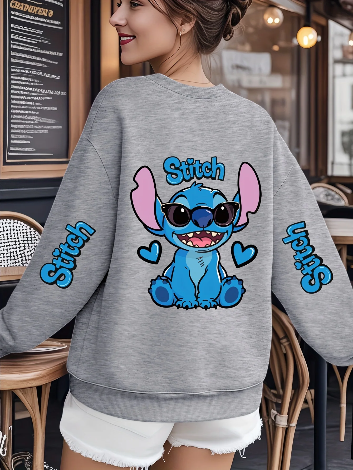 Maglione Disney Stitch LILO da donna e da uomo in cotone autunno e inverno pullover o collo maglione manica lunga giacca di grandi dimensioni