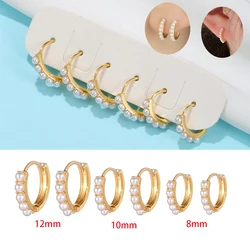 Yuedane Stainless Steel Little Imitation Pearl Hoop Earrings Small Circle Cartilage Earring Piercing Jewelry For Women