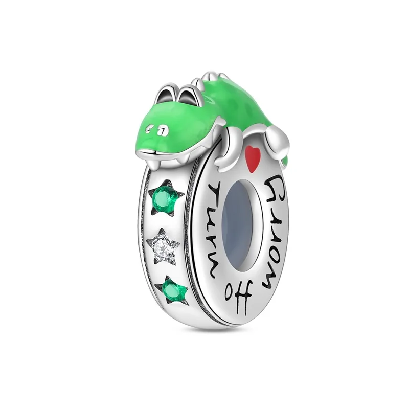 

Silicone Stopper Clip 925 Sterling Silver Happy Crocodile Clasp Clip Isolation Charms Beads Fit Original Bracelet DIY Jewelry