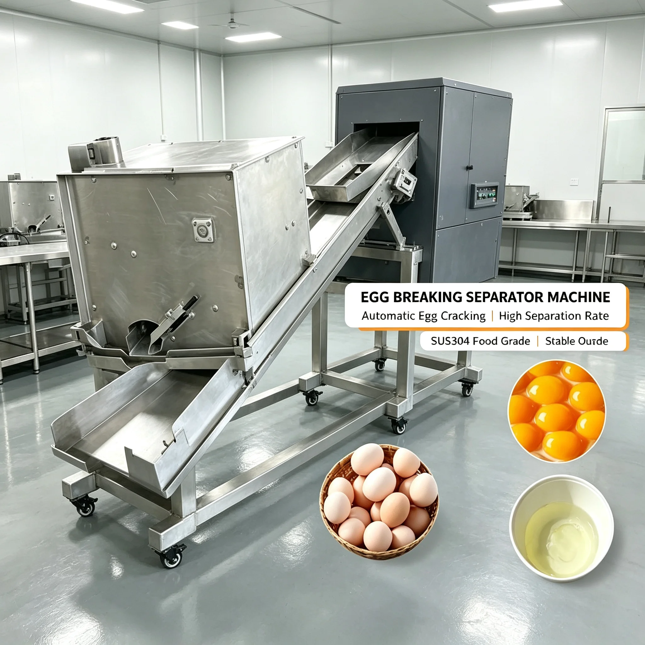 Commercial Egg Breaking Separator Machine Automatic Stainless Steel Egg Processing Unit Customized