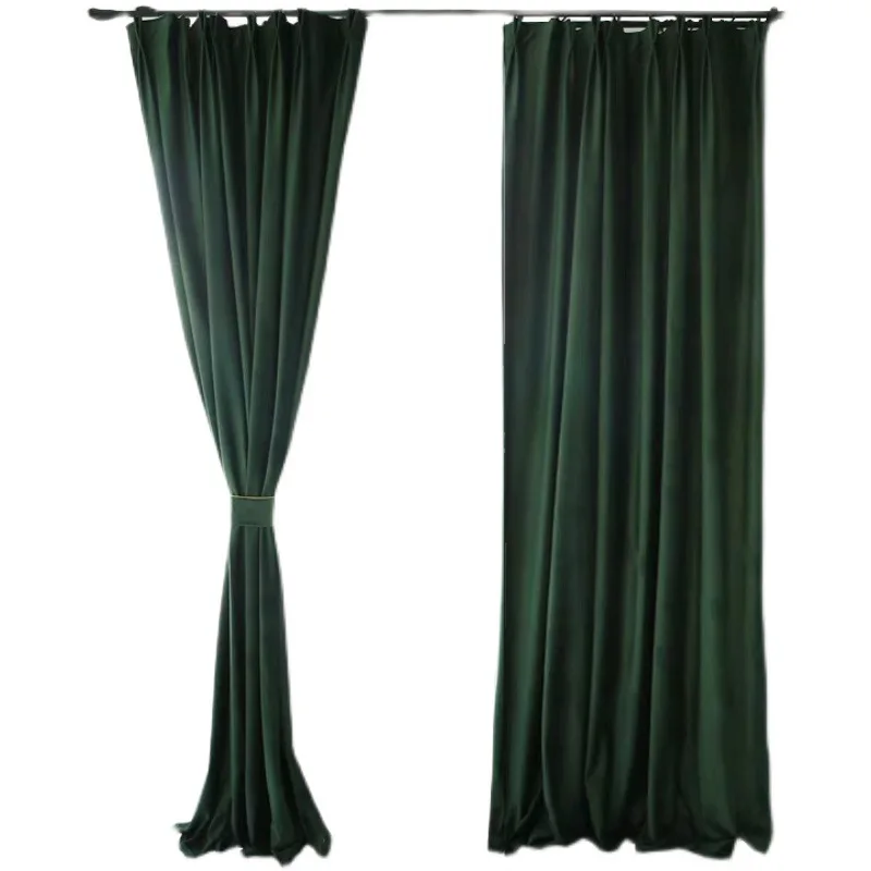 Wholesale luxury flannel green window curtains drapes for the home living room house bedroom window luxury decoration