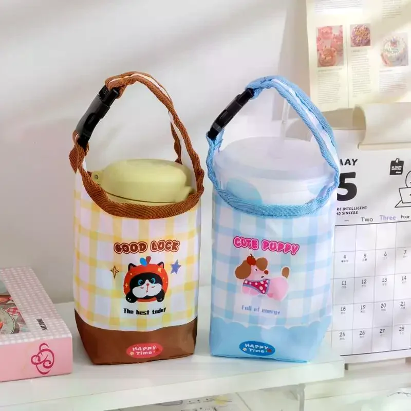 Water Bottle Carrier Bag Adjustable Buckle Baby Stroller Bottle Cup Holder Universal Daily Use School Outdoor Trips Cartoon