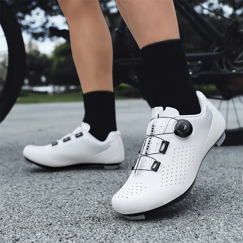 

Unisex Road Cycling Shoes with Knob Closure Breathable Ultralight Bicycle Shoes with 2 Soles for Road Racing & Indoor Training