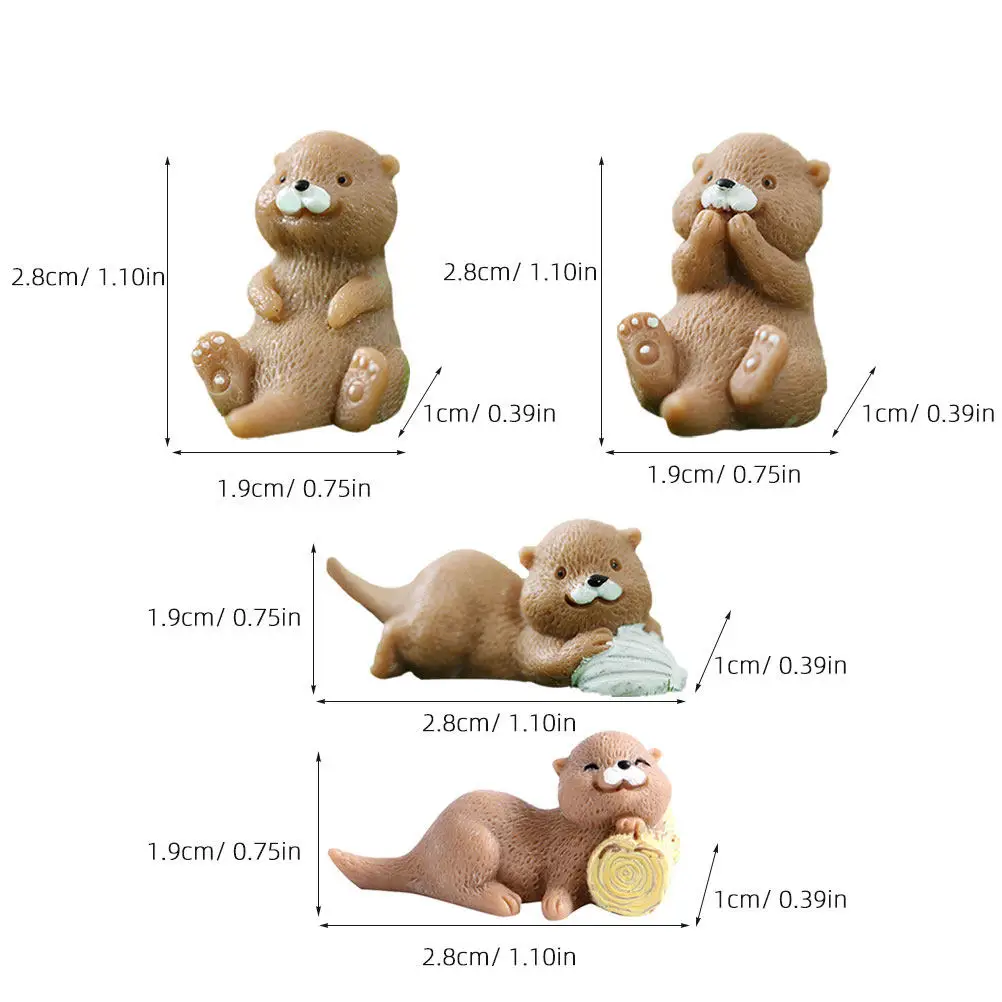 Mini Otter Resin Decoration Exquisite Micro Landscape Statue Small Animal Home Office Birthday Table Centerpiece Decor