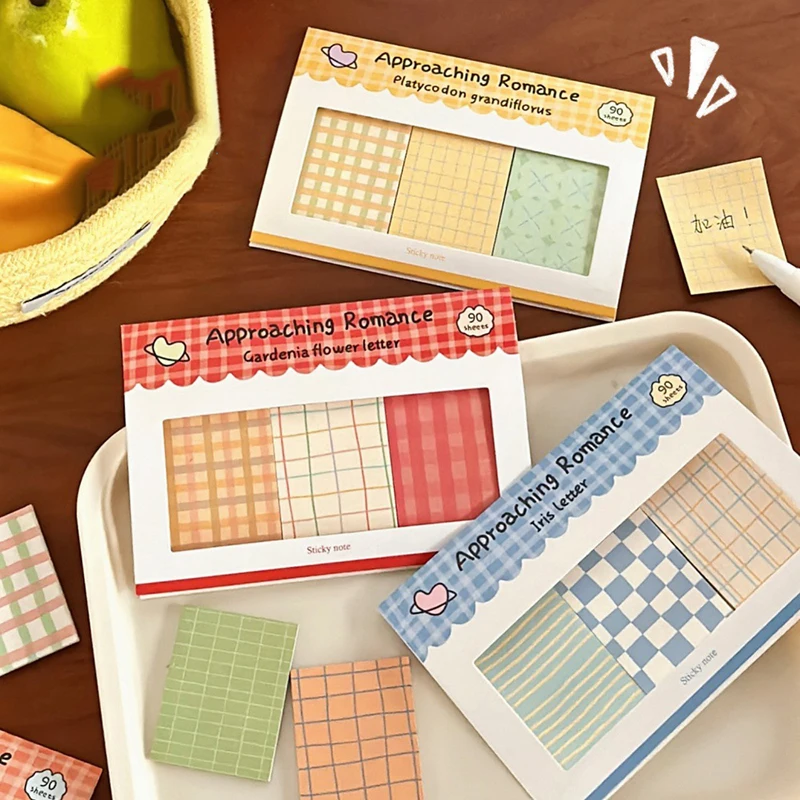 

New Plaid Combination Note Romance Series Hand Account Decoration Basic Material Paper Note Paper Kawaii Stationery Stationery