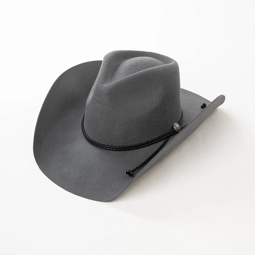 USPOP westerse wolvilt cowboyhoed voor dames, brede rand Fedora met PU-touw strik, herfst winter warme mode hoed