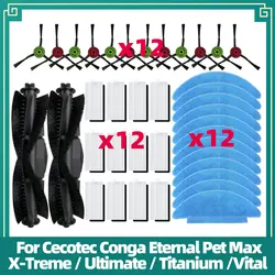 Peças de filtro Hepa para Cecotec Conga, Eternal Max, X-Treme, Ultimate, Titanium, Vital, escova lateral principal