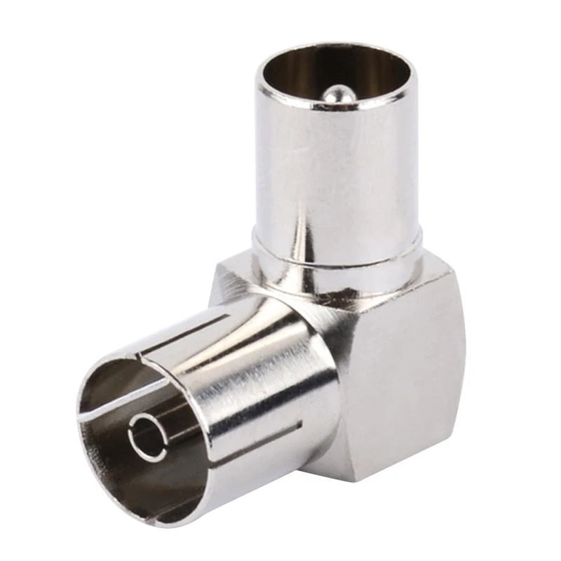 هوائي التلفزيون الجوي الزاوية اليمنى قابس مهايئ إلى المقبس F أنثى إلى قابس ذكر التلفزيون