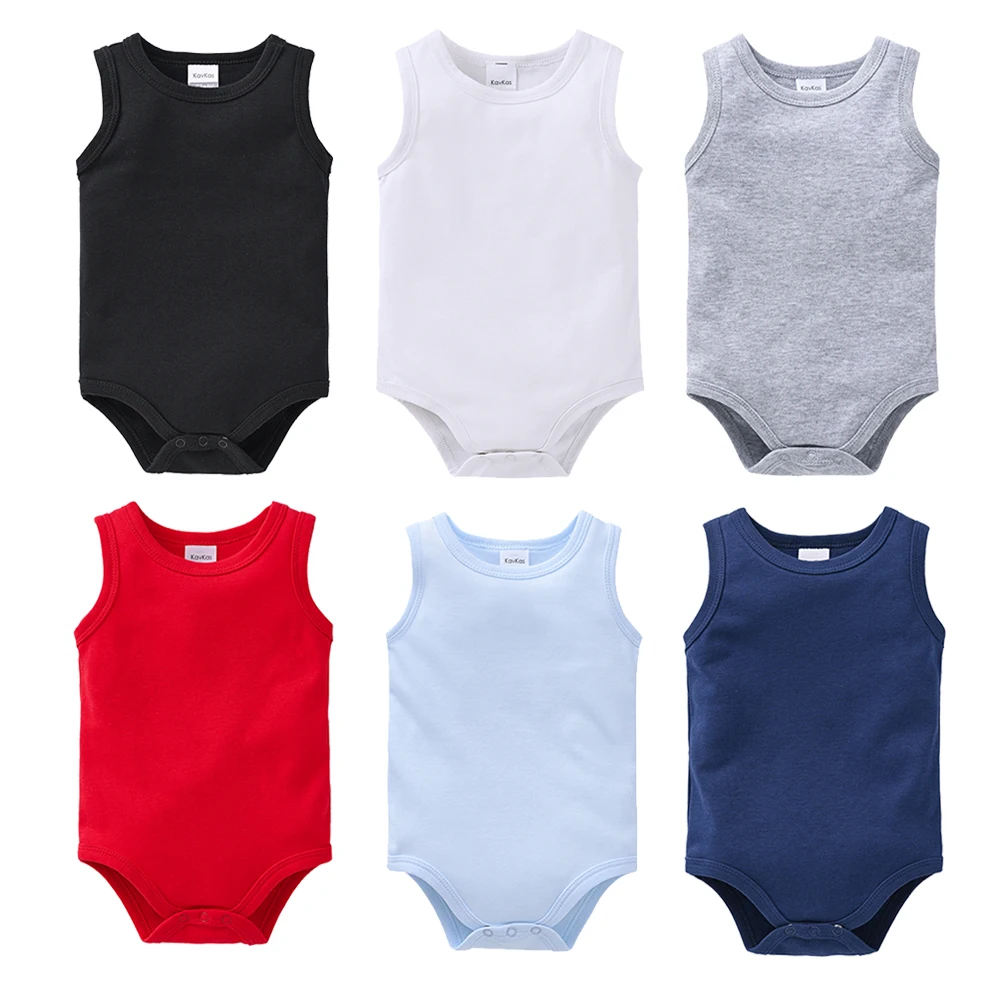 1/3/4/5/6 Stück Baby Jungen Bodysuit 100% Baumwolle Einfarbig Ärmellos Blanko Babykleidung Body Bebe Neugeborenen-Strampler Schlicht 0-24 Monate