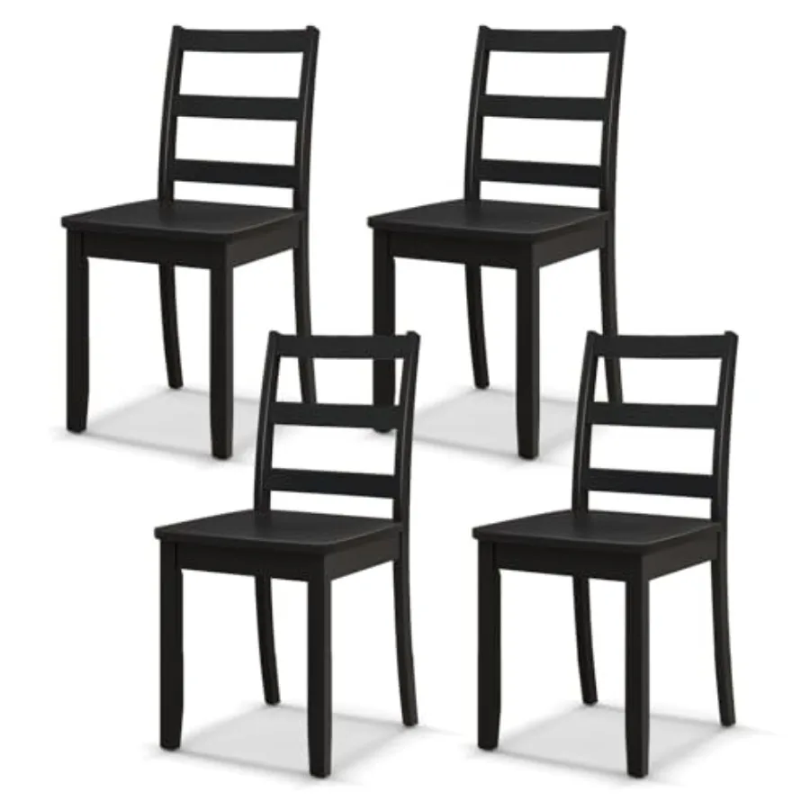 

Черные обеденные стулья, комплект из 4 штук, деревянные кухонные стулья без подлокотников с ножками из массива каучукового дерева, нескользящие накладки на ножки, максимальная нагрузка 400 фунтов, в стиле фермерского дома