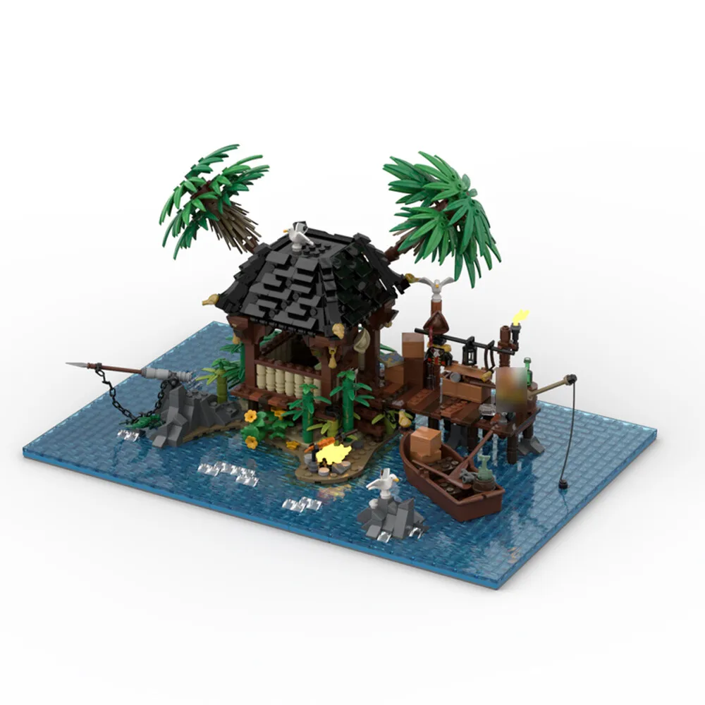 

Изготовленный на заказ MOC-117300+MOC-110117 Pirate's Getaway с базовой пластиной для воды 1874 деталей