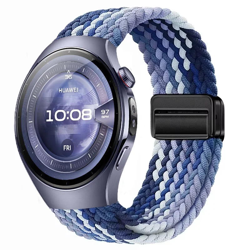 Huawei Watch 5 GT5-4-3、Samsung Galaxy Watch 7 6 5 4 40mm 44mm対応、20mm 22mm ナイロンストラップ、46mm マグネット式ブレスレット リストバンド