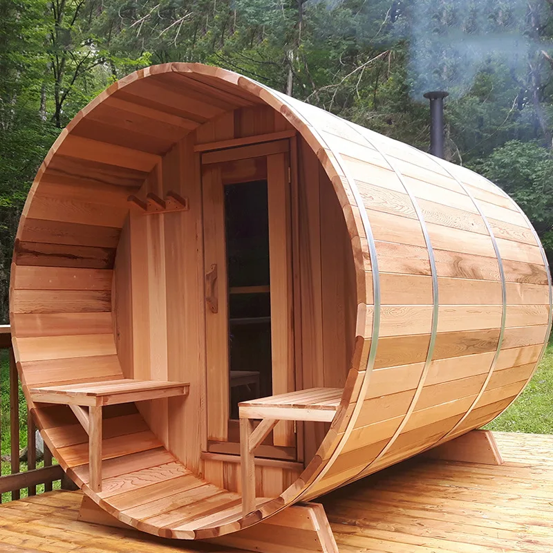 Beautiful and durable 4-6 person mobile sauna with burner