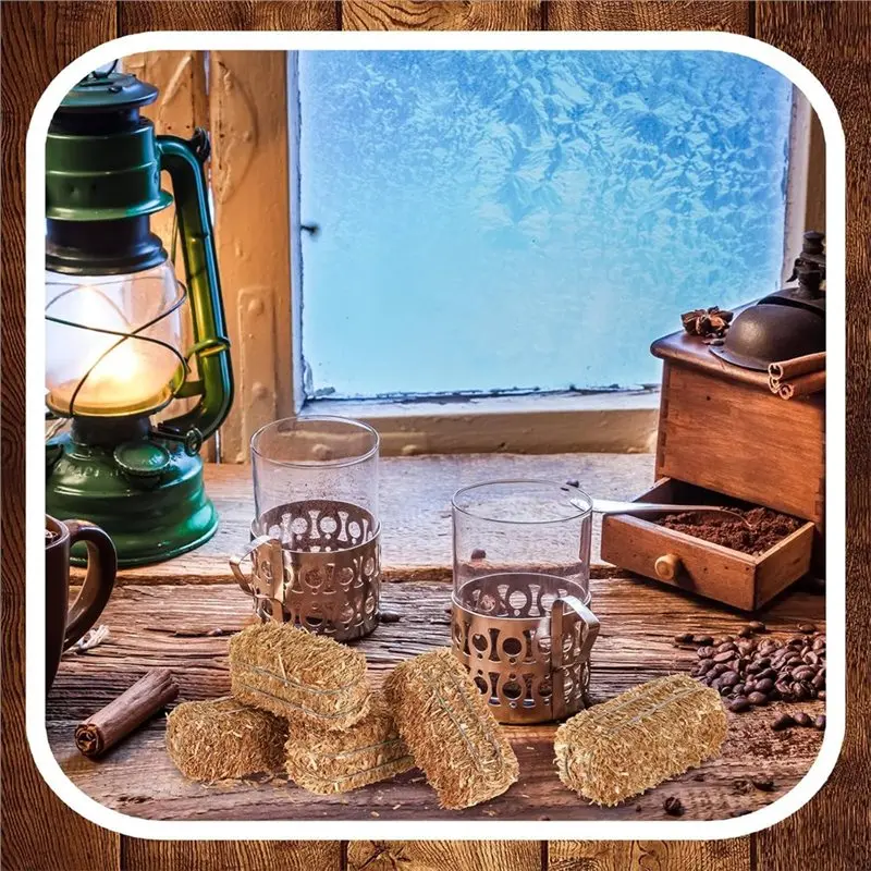 12 قطعة من باليات القش الصغيرة - بالات القش المزخرفة الصغيرة لبيت الدمى، وديكورات حصاد الخريف، والحفلات ذات الطابع الغربي