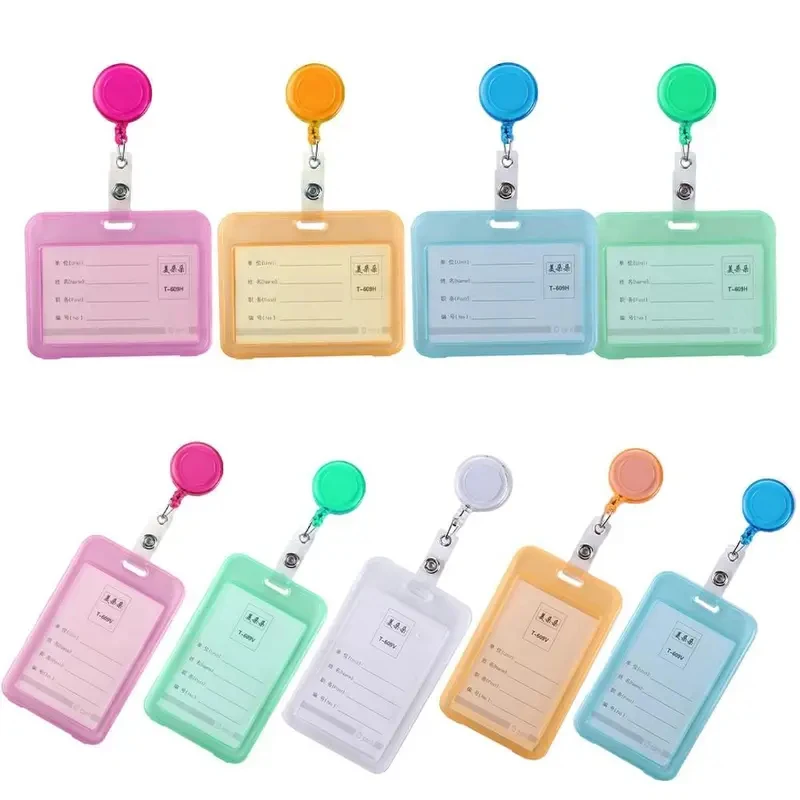 1/2/3/4Pcs School Supplies With Keychains Work ID Card Credit Cards Protector Transparent Card Cover Student Card Sleeves