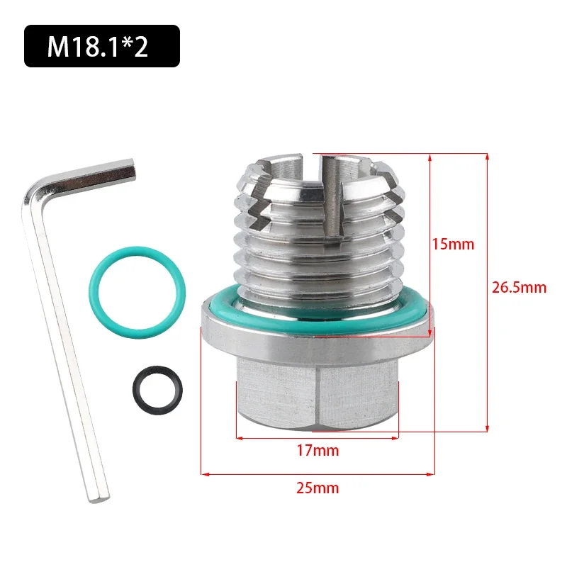 M10.4 / M12.1 / M14.1 / M16.1 / M18.1 Oil Drain Plug Oversize Piggyback Self Tapping Oil Pan Thread Repair Kit Silver