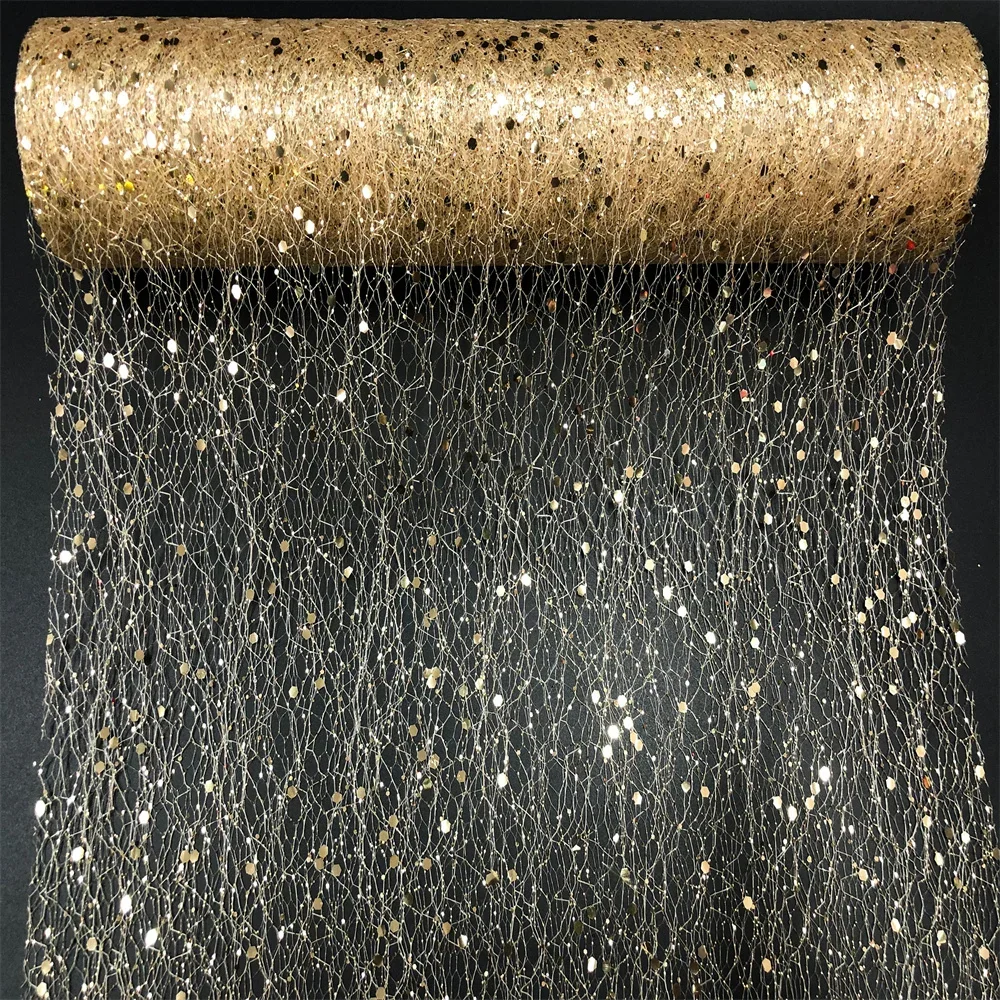 30cm*10 Yards Sequin Table Runner Glitter Tulle Roll Wedding Decoration Birthday Party Table Ornament