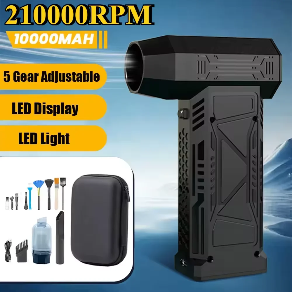 210 000 obr./min elektryczna dmuchawa powietrza ręczny Turbo Jet wentylator bezszczotkowy silnik brutalna dmuchawa prędkość wiatru 51 m/s akumulatorowy odpylacz powietrza