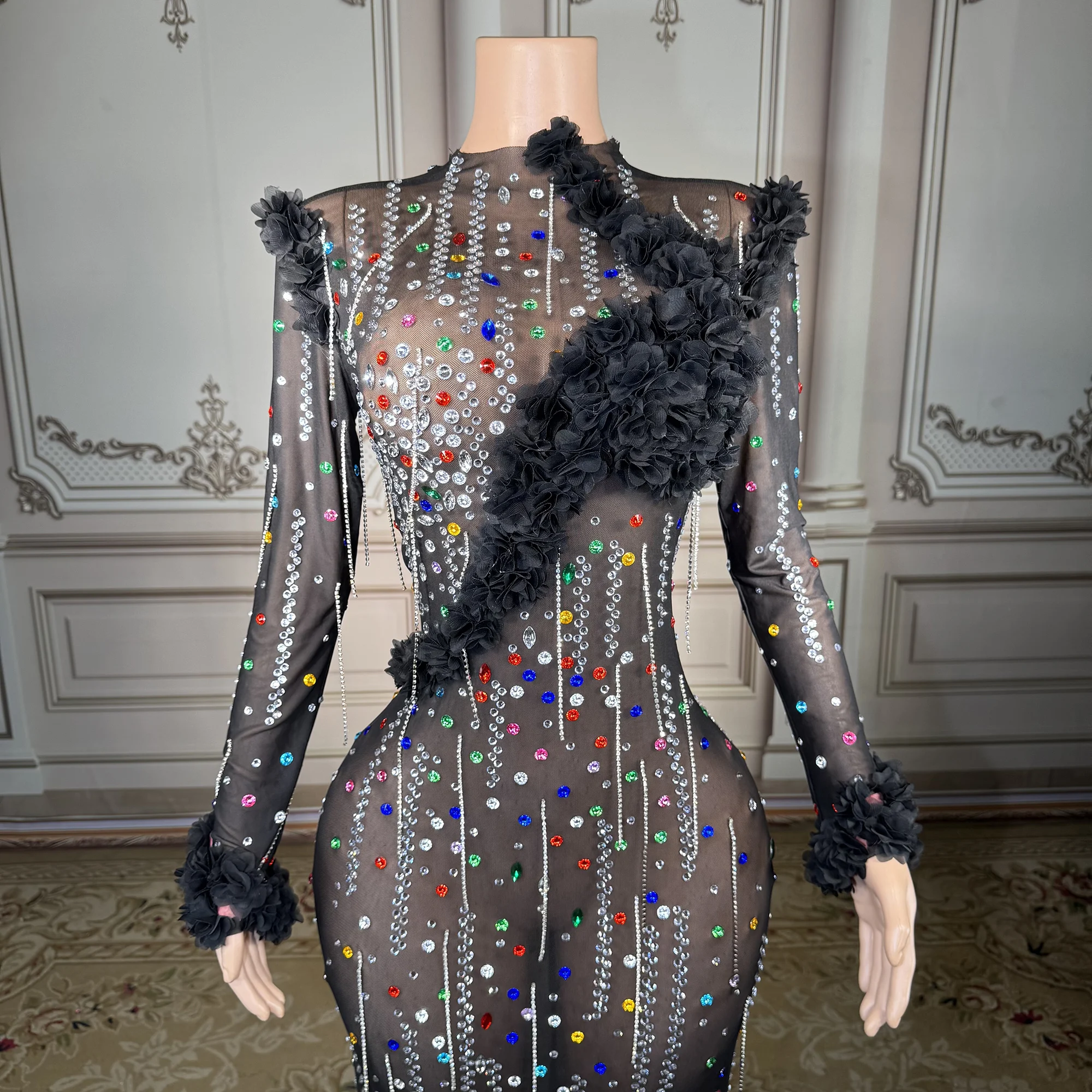 ZD 섹시한 라인스톤 디너 가운 여성용 롱 드레스 다이아몬드 프린지 파티 롱 드레스 여성 정장 연회 프롬 이브닝 드레스