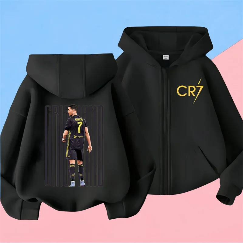 Ronaldo Sweatshirts for Baby CR7 Children Top Football Star Back to School Zipper Hoodie Children\'s Boy\'s Clothing Messi Boys