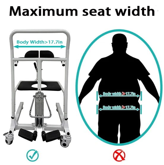 Home Nursing Transfer Chair with Comfortable Toilet Hole Hydraulic Commode Chair Lift for Adults Disability