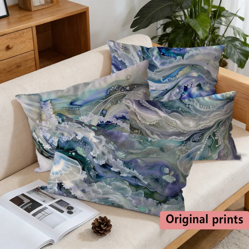 Abstract Ocean Art Lumbar Pillow Covers Suitable For Sofa Bedroom Car Pillow Cover Cushion Rectangular Back Cushion