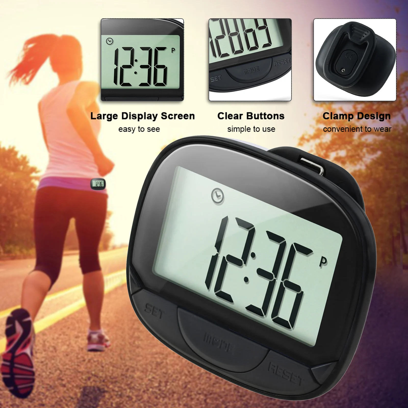 Multi-functional Step Counter 3D Pedometer with Clip for Fitness Tracker for Tracking Steps / Walking Distance / Calories Portab