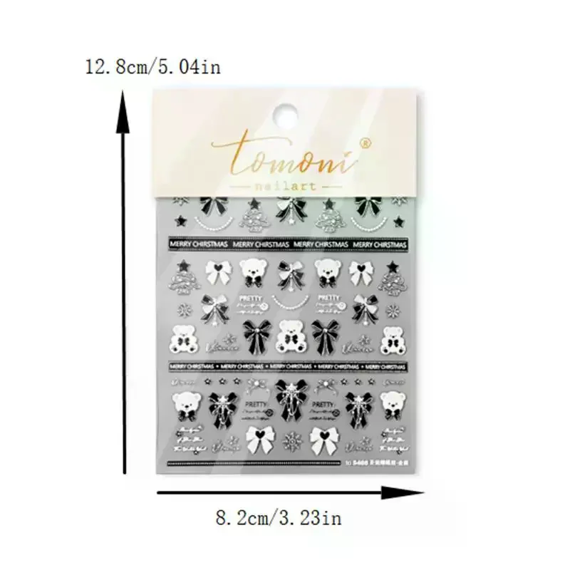 جميلة ندفة الثلج القوس كريستال الكرة مسمار الفن ملصق النقش ذاتية اللصق مسمار ملصق السنة الجديدة عيد الميلاد مانيكير الشارات هدية #6