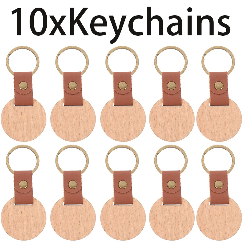 

10 Pieces Blank Wooden Keychain Key ID DIY Gifts
