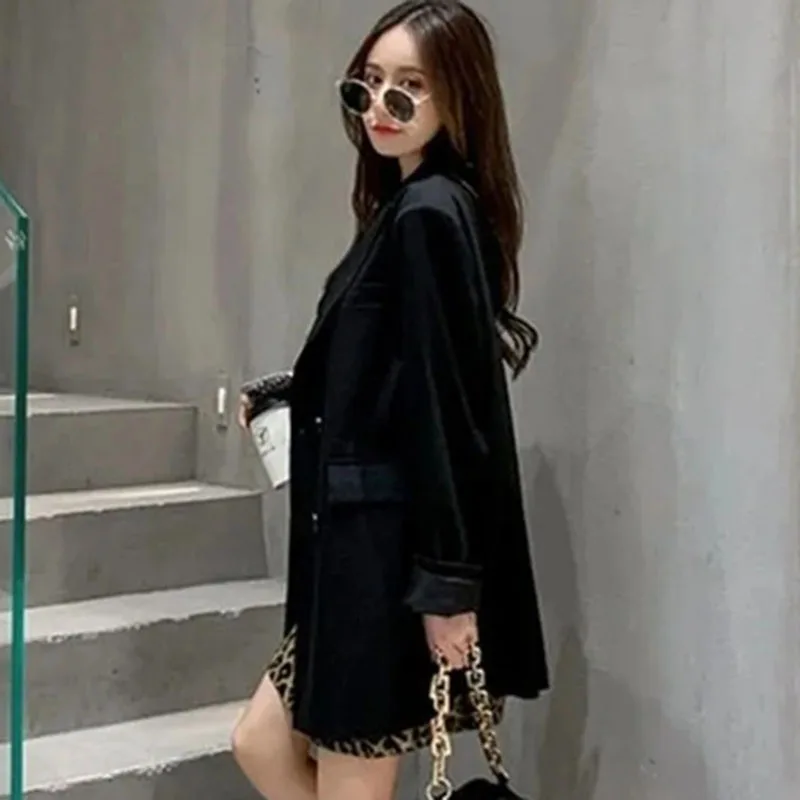 

2025 Women High-end Loose Suit Jacket Korean Ladies Leisure Long Sleeves Tops Spring Autumn Female Solid Color Blazer Outwear