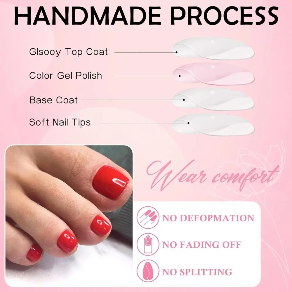 120pcs New Pure Color Press on Toenails Acrylic Artificial Fake Toenail Toe Nail Tips Women