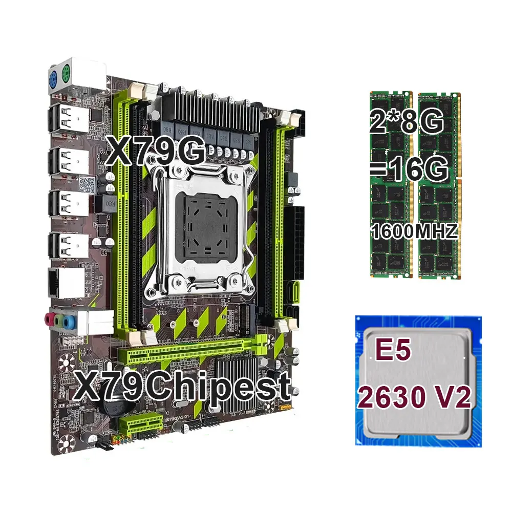 KEYIYOU LGA2011 X79 G Motherboard Kit With Xeon E5 2630 V2 Processor And 2*8GB=16GB DDR3 Memory LGA 2011 DDR3 Dual channel