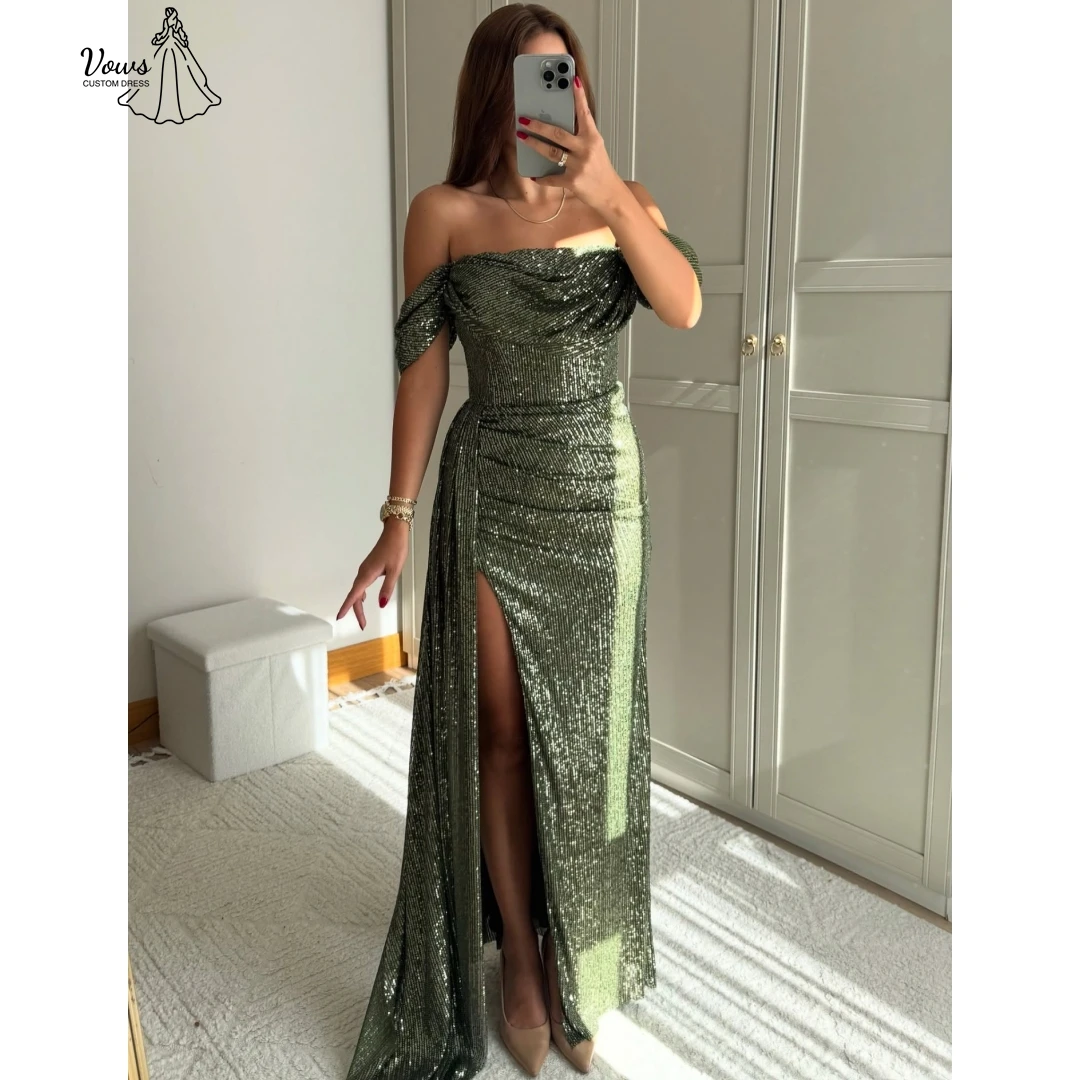 

Vows Вечерние платья на заказ, платья для выпускного вечера, линия 2025 года, роскошное вечернее платье с разрезом и открытыми плечами, бальное платье, вечернее платье
