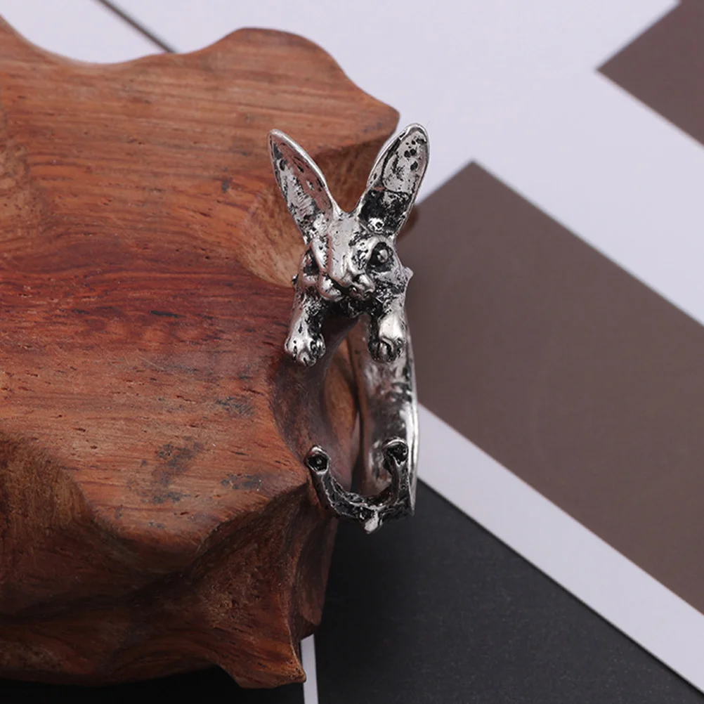 

1pc Vintage Rabbit Ring Elegant Festival Gift Adorable Opening Finger Jewelry Alloy Ring For Party Anniversary Daily Wear