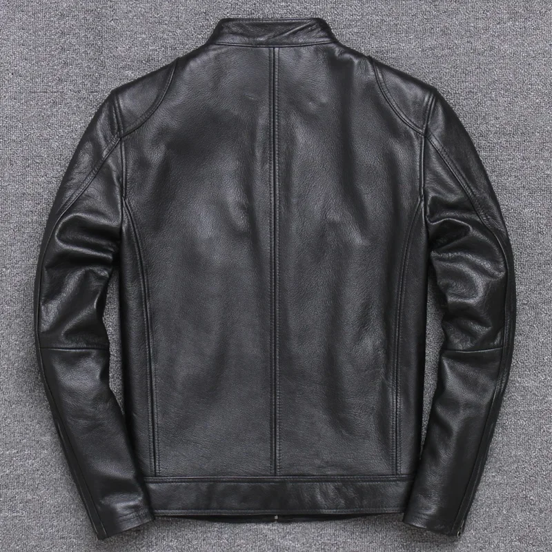 LNY!Wholesales.Brand motor style leather jacket for man.black Rider genuine cow leather coat.slim classic biker jacket