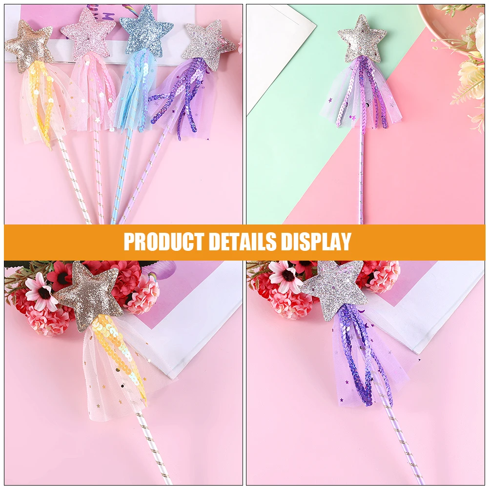 

2 Pcs Fairy Stick Toys Wands Props Fairies Figurines for Girls Glitter Star Child