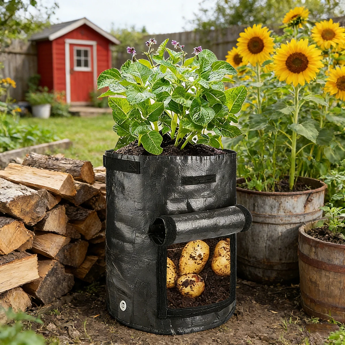 Bolsa para plantar, accesorios para cultivo, bolsas para plantas, jardinería, patatas, cultivo vegetal, Compost de jardín, macetas para cultivo interior