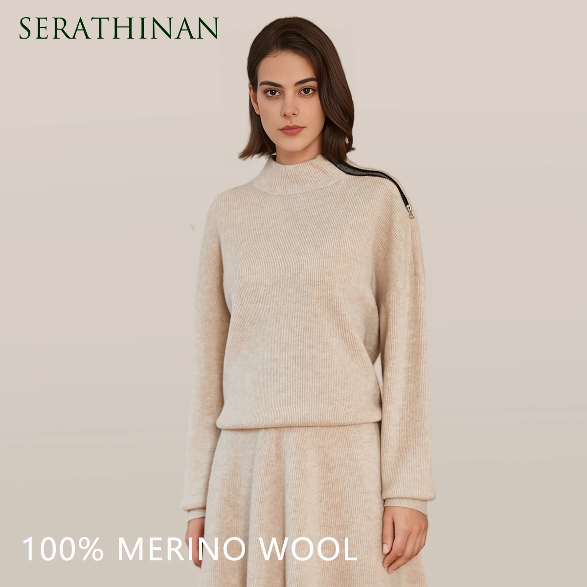 

BC-241 Half High Collar 12GG 100% Wool Cardigan Sweater Knitting Wool Knitwear Women Knit Sweater Women's Sweaters Clothes