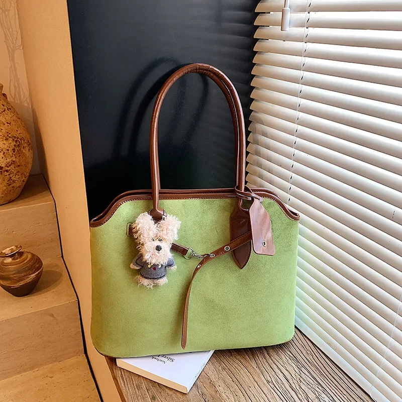 

Высококачественные замшевые женские сумки-тоут, модные универсальные сумки на ремне с пряжкой, новинка 202, осенне-зимняя женская сумка подмышками