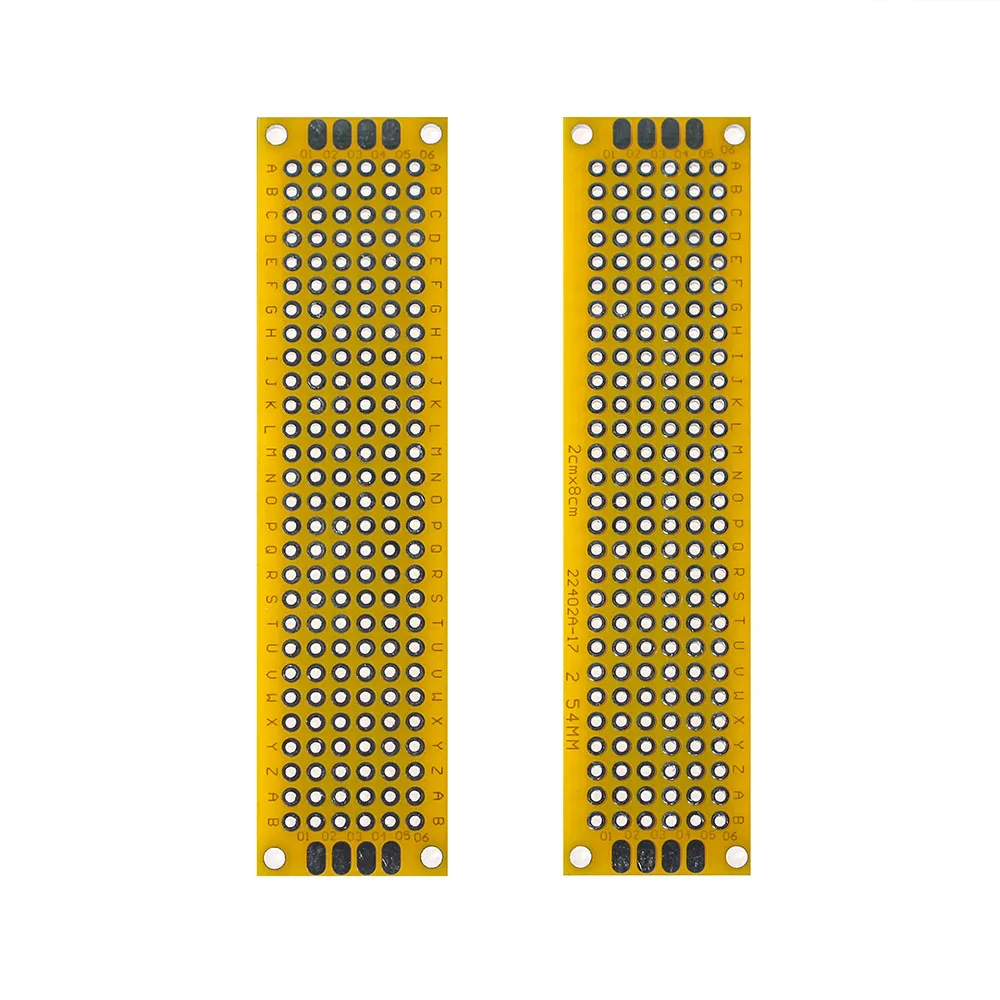 10 placas de circuito universais do pwb de diy de 2*8cm placa dupla face amarela do pwb dos pces