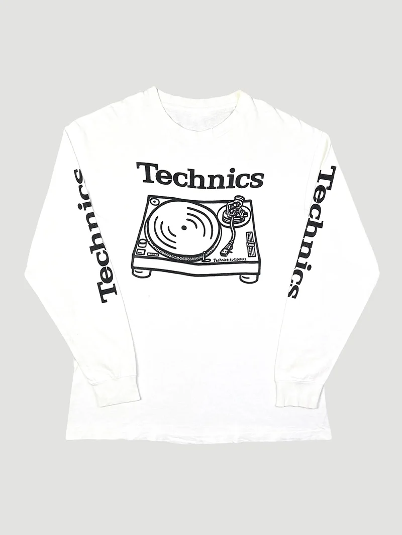 

Technics Music Retro Pattern American Vintage Loose ex Pure Cotton Long Sve T-irt Breathable Sweat Abso...