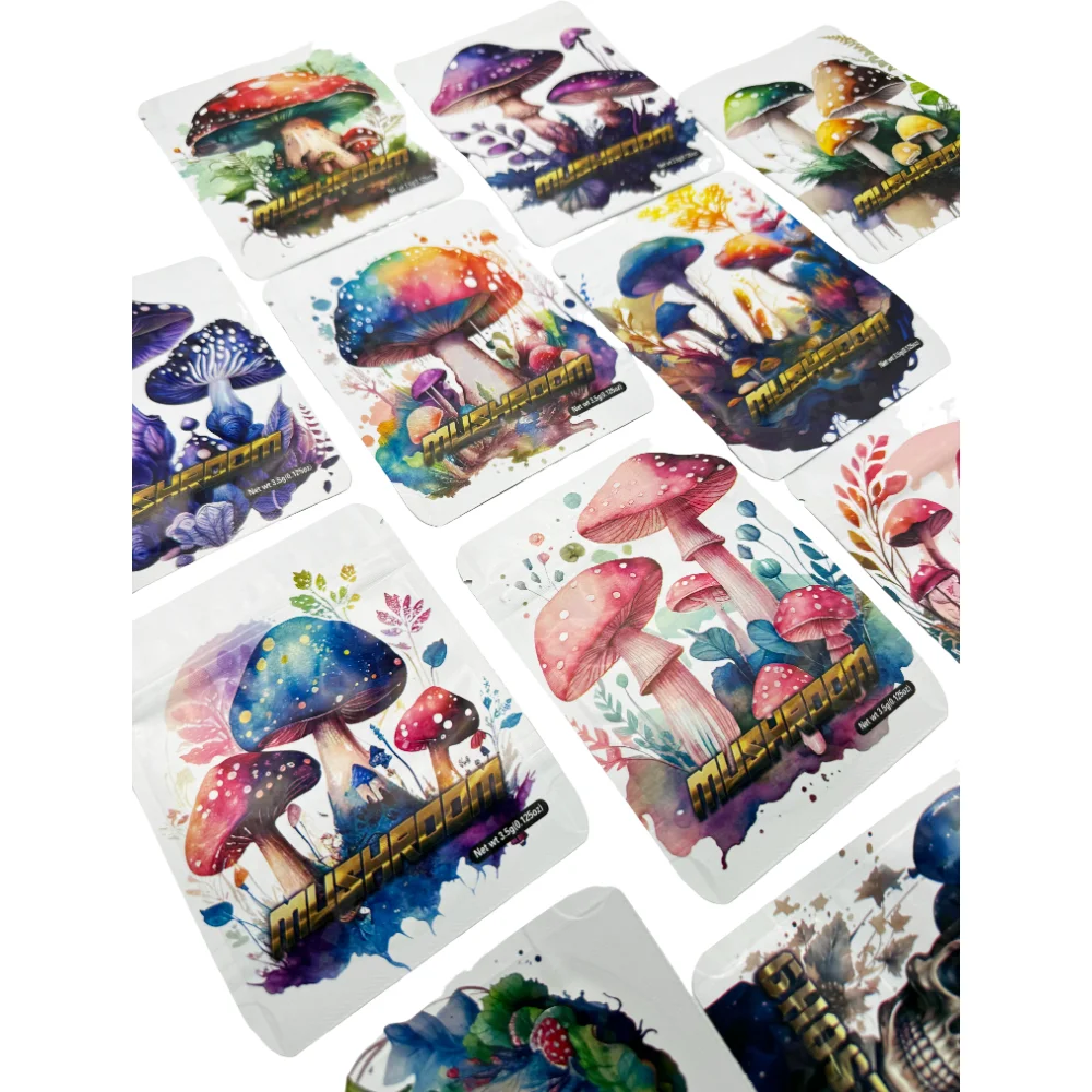 100Pcs Cake Designs Mylar Bags 3.5g Smell Proof Pouch Soft Touch Cartoon Empty Zip Lock 3.5 Snack Package Storage Packaging Case