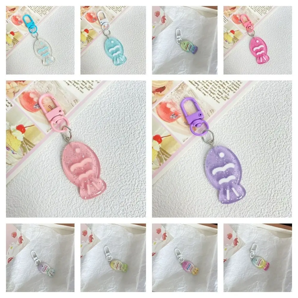 Resin Colorful Little Fish Keychain Korean Style Transparent Cartoon Fish Keyring Candy Color Cute Bag Pendant Hanging Accessory