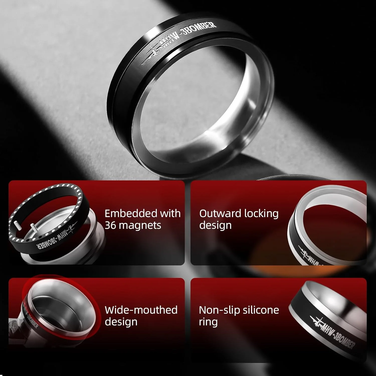 MHW-3BOMBER 58mm Magnetic Coffee Dosing Ring Espresso Dosing Funnel 36 Magnets Portafilter Barista Tool Accessories for Home