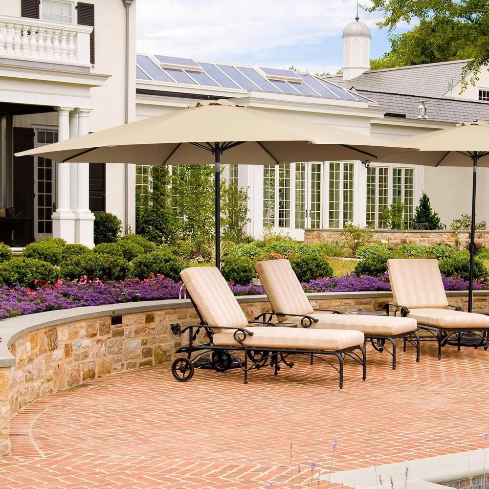 

11FT Garden Table Umbrella with 30lb Patio Umbrella Base, Patio Market Umbrella with Push Button Tilt, Customized