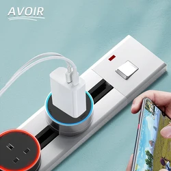 Avoir Wall Power Surface Extension Socket 40mm 60mm 80mm Aluminum Track Socket Home Office Built-in Socket In The Countertop