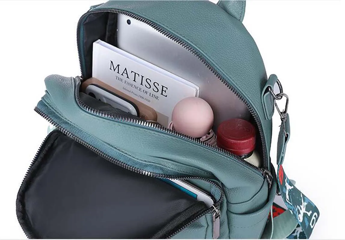 2025 Hot Sale New Korean Fashion Leather Backpack Women Double Zipper Shoulder Bags Teenage Girls School Bag Travel Backpacks