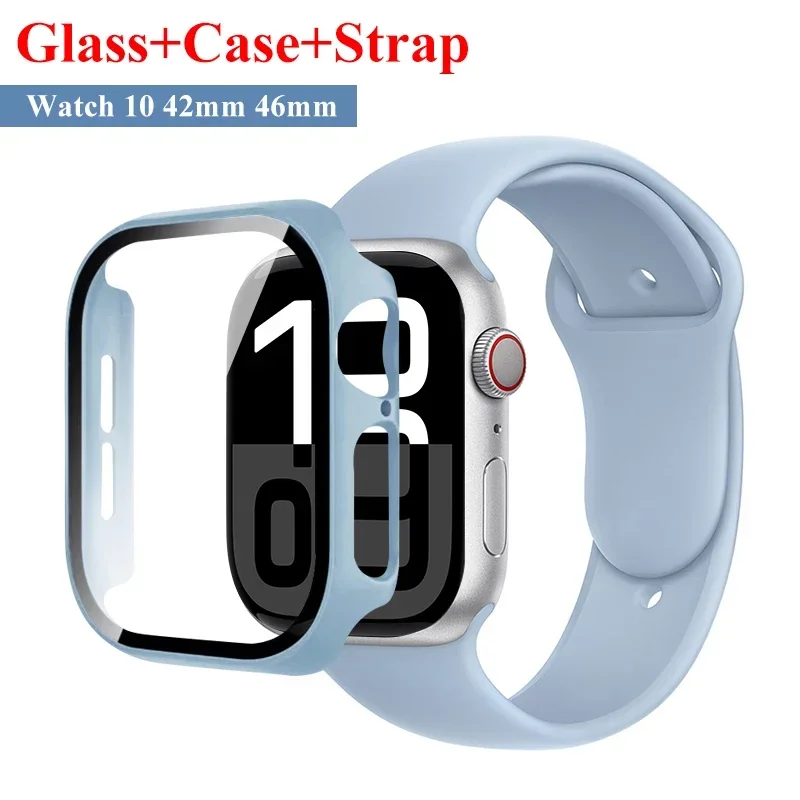 Glass+Case+Strap For Apple Watch 10 42mm 46mm Matte Hard PC bumper Screen Protector Case iWatch series 10 42/46 mm Accessories