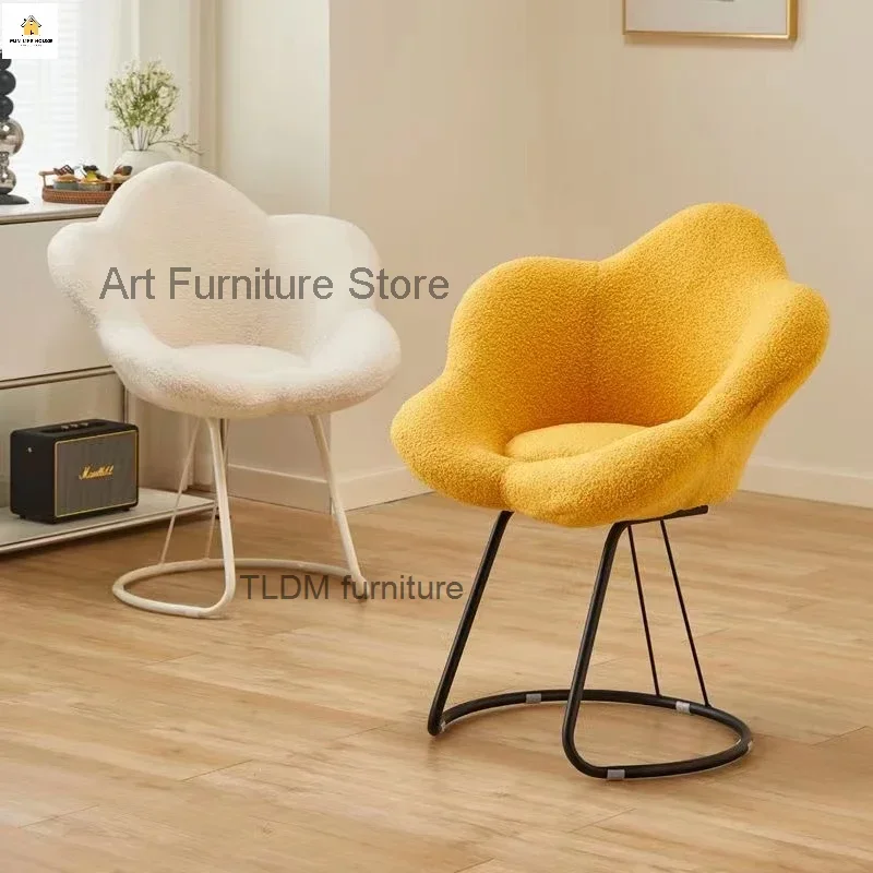 

86cm Girls' bedroom comfortable Sherpa makeup chair backrest petal chair manicure chair internet celebrity dressing chair